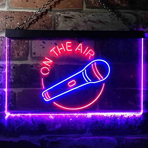 Microphone On The Air Dual LED Neon Light Sign